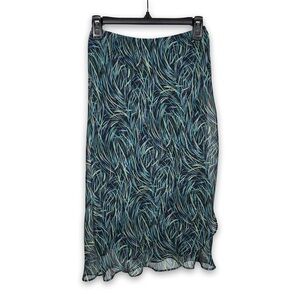 Notations Blue and Green Patterned Skirt